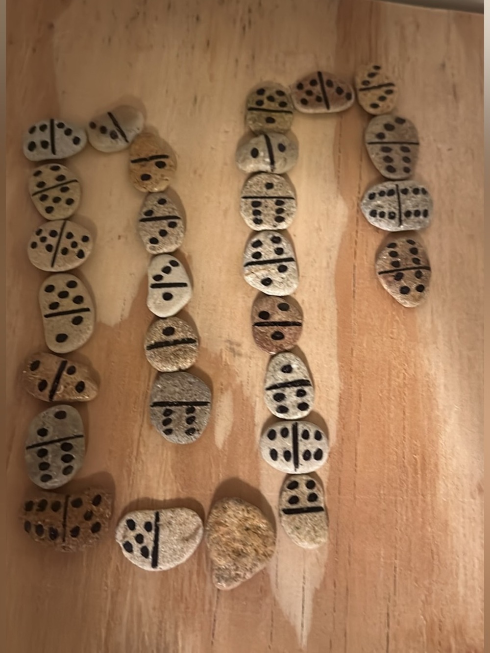 Handmade Natural River Rock Dominoes Set (Double-Six)